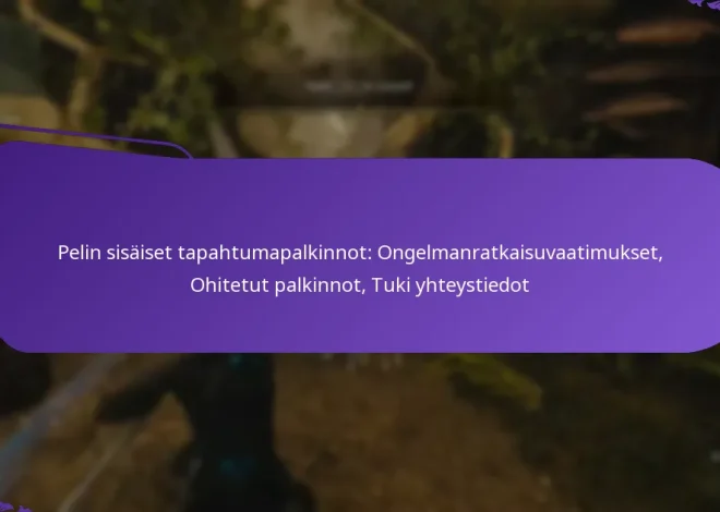 Pelin sisäiset tapahtumapalkinnot: Ongelmanratkaisuvaatimukset, Ohitetut palkinnot, Tuki yhteystiedot